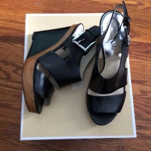 Michael Kors leather wedge sandals
